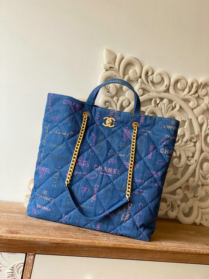 Chanel Denim Tote Bag Blue AS3128