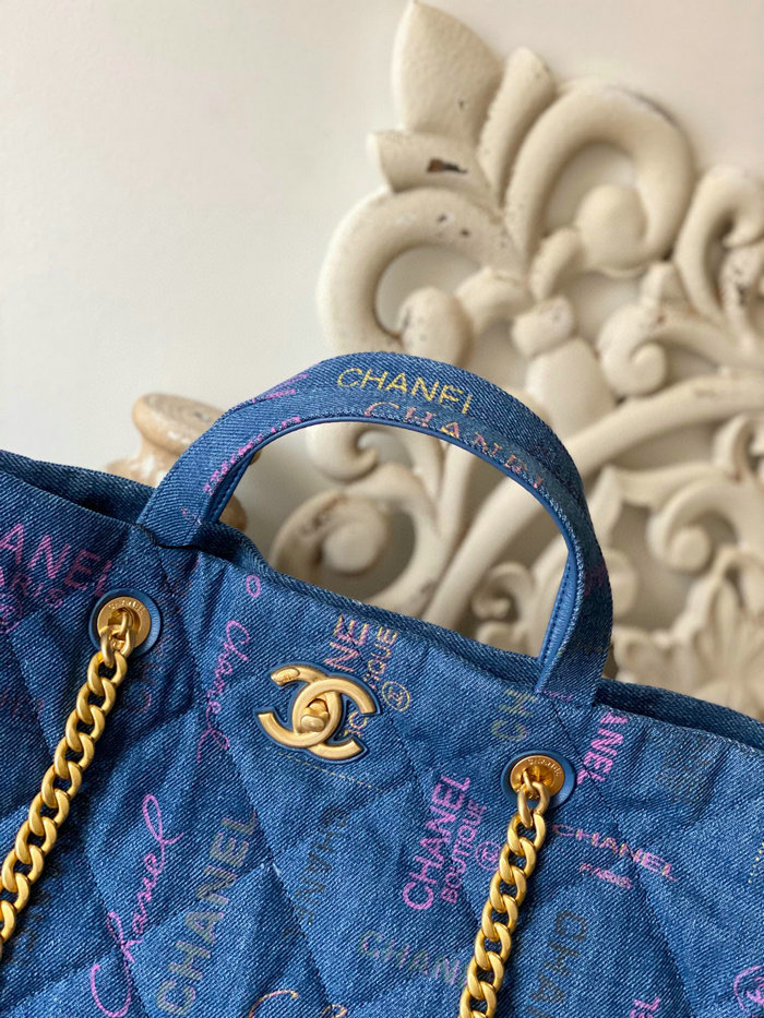 Chanel Denim Tote Bag Blue AS3128