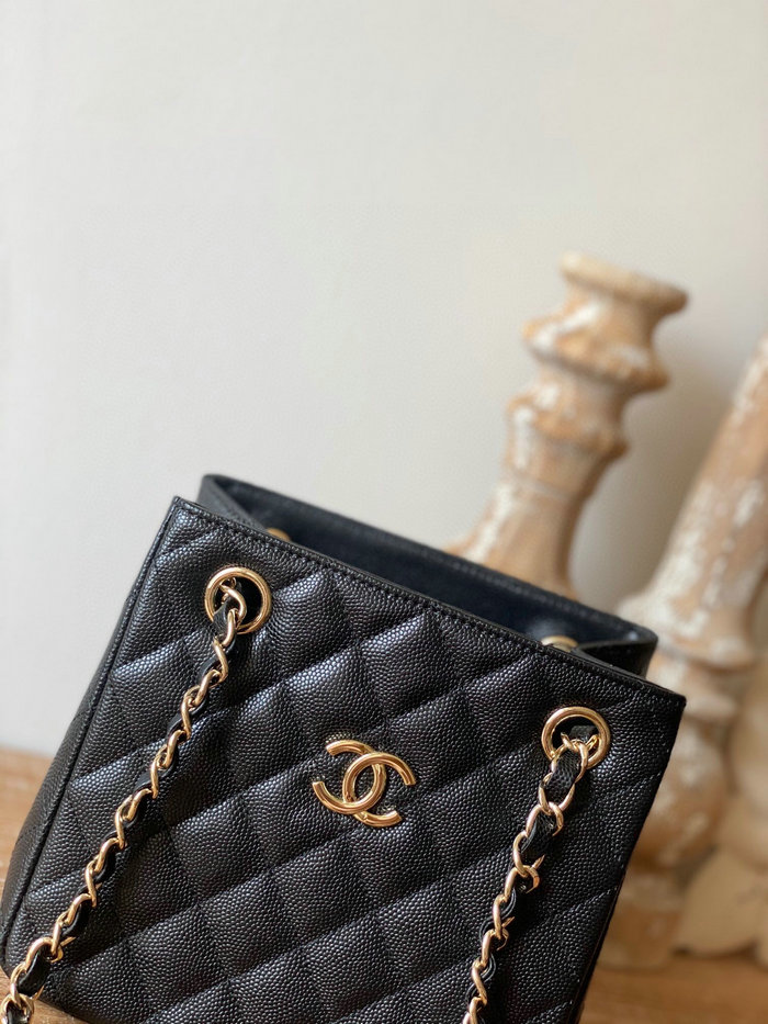 Chanel Grained Calfskin Shoulder Bag Black AS3176