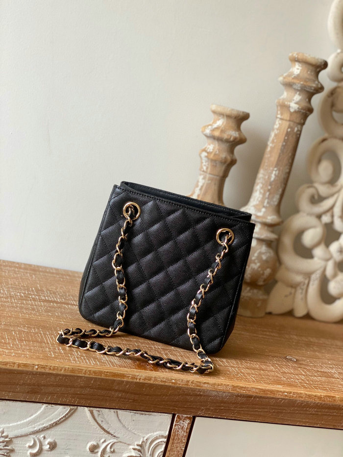 Chanel Grained Calfskin Shoulder Bag Black AS3176