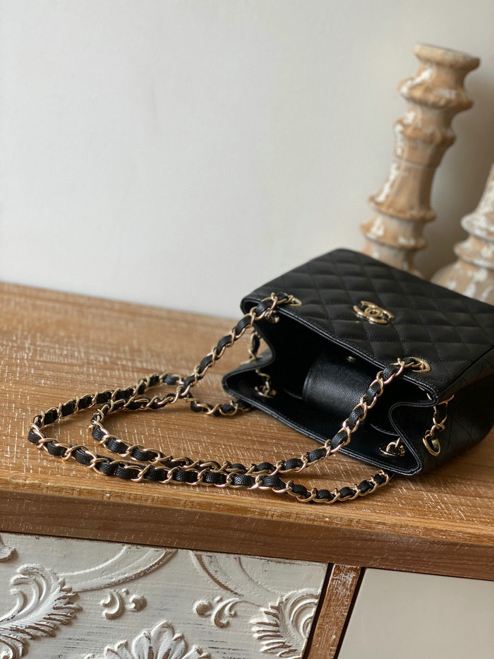 Chanel Grained Calfskin Shoulder Bag Black AS3176