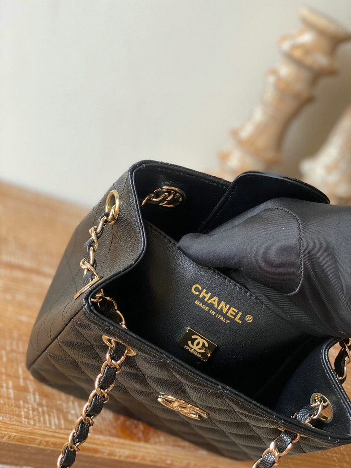 Chanel Grained Calfskin Shoulder Bag Black AS3176