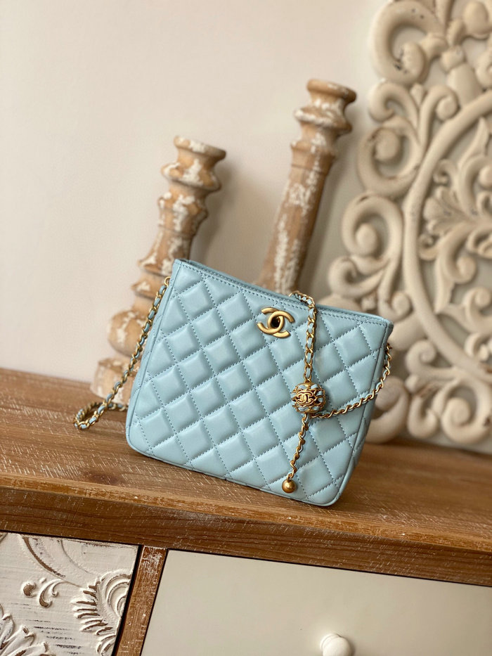 Chanel Lambskin Crossbody Bag Blue AS3259