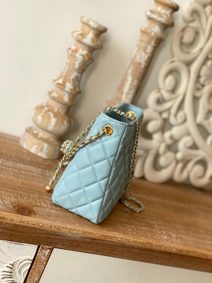 Chanel Lambskin Crossbody Bag Blue AS3259