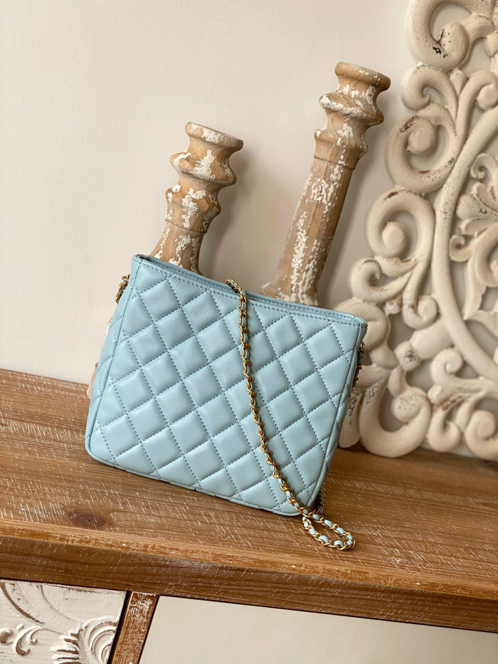 Chanel Lambskin Crossbody Bag Blue AS3259