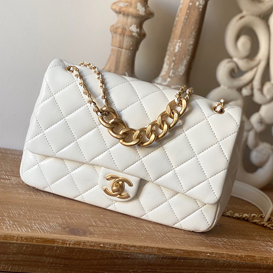 Chanel Lambskin Flap Bag White AS3110