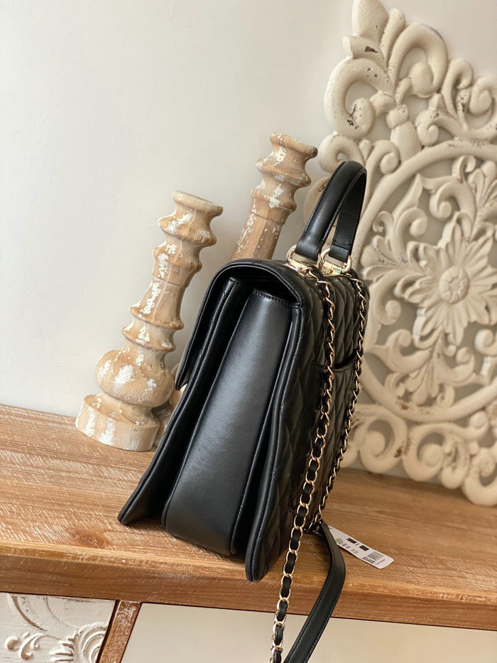 Chanel Lambskin Flap Bag with Top Handle Black A92237