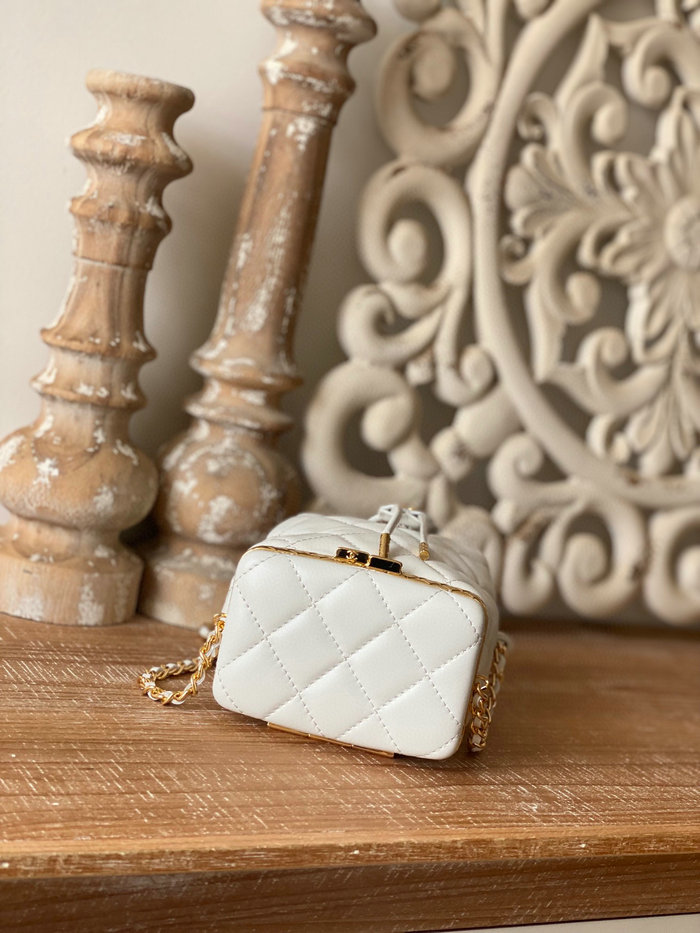 Chanel Lambskin Mini Drawstring Bag White AP2750