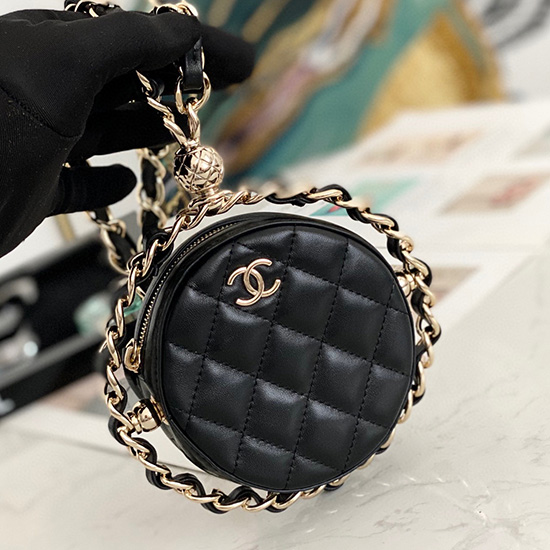 Chanel Lambskin Round Mini Wallet Black A81169