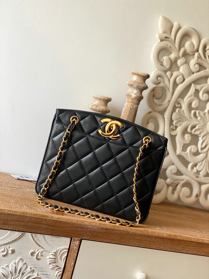 Chanel Lambskin Shoulder Bag Black A98