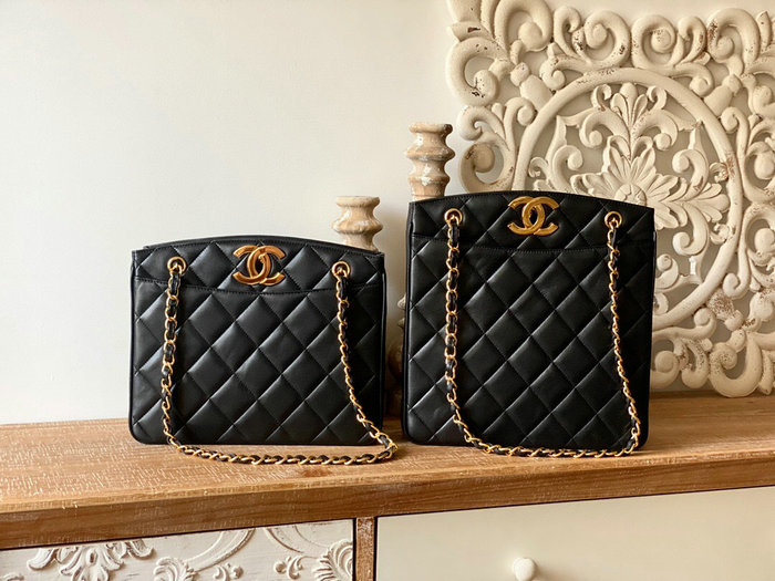 Chanel Lambskin Shoulder Bag Black A98