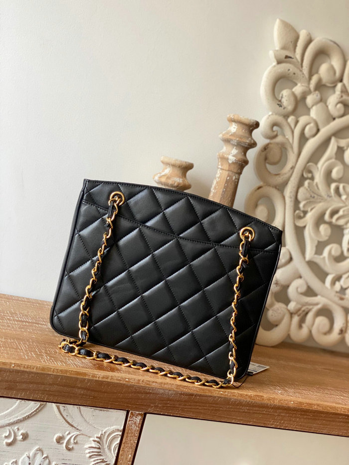 Chanel Lambskin Shoulder Bag Black A98