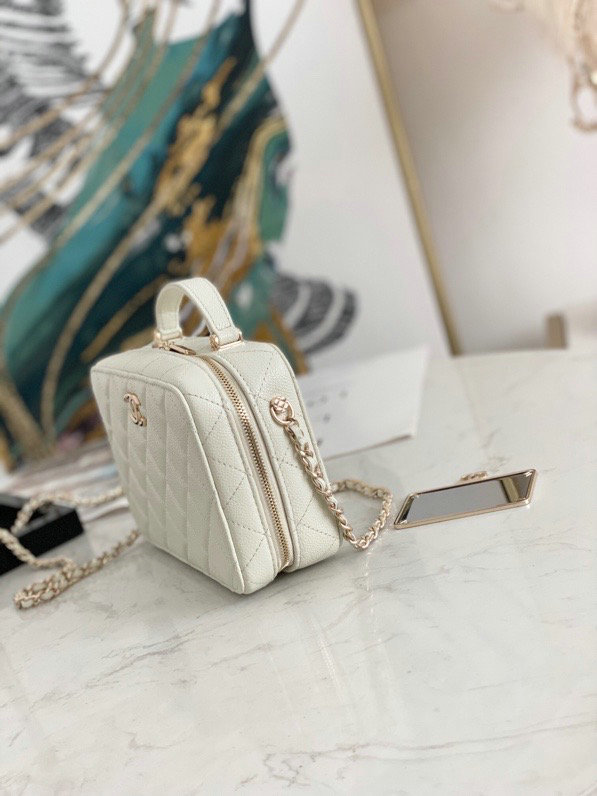 Chanel Vanity Case Bag White AS3168