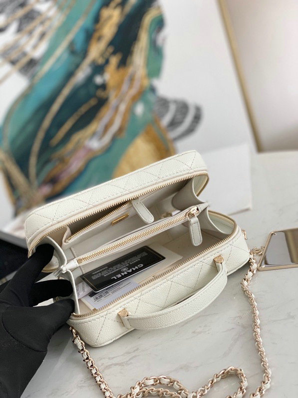 Chanel Vanity Case Bag White AS3168