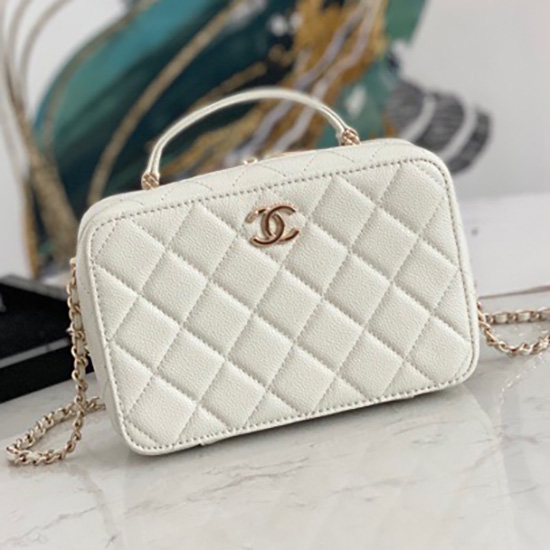 Chanel Vanity Case Bag White AS3168