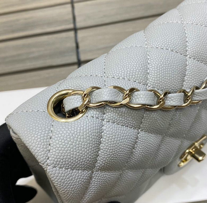 Classic Chanel Grained Calfskin Small Flap Bag Grey CF1116