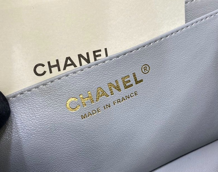 Classic Chanel Grained Calfskin Small Flap Bag Grey CF1116