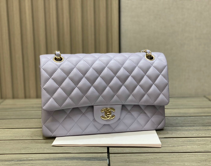 Classic Chanel Lambskin Medium Flap Bag Purple CF1112