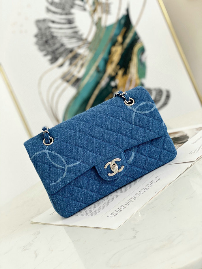 Medium Chanel Denim Flap Shoulder Bag Blue AS2071