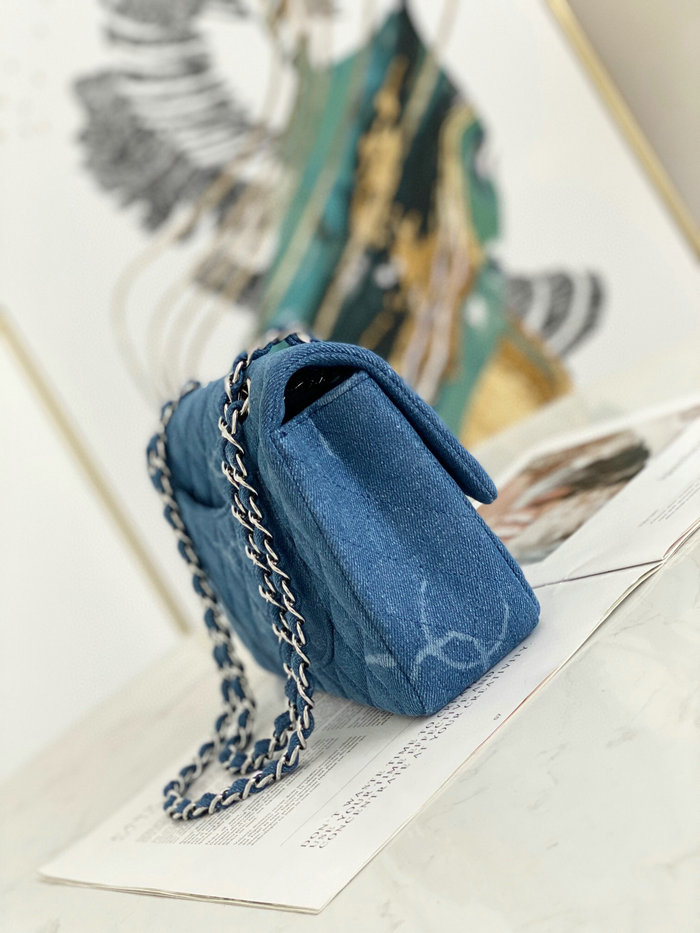 Medium Chanel Denim Flap Shoulder Bag Blue AS2071