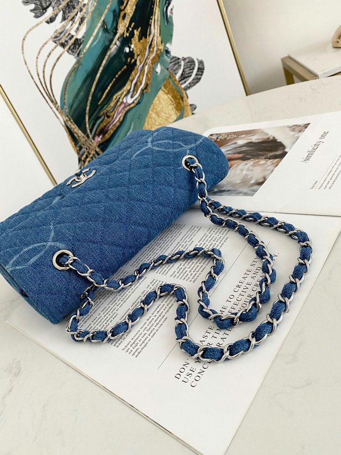 Medium Chanel Denim Flap Shoulder Bag Blue AS2071