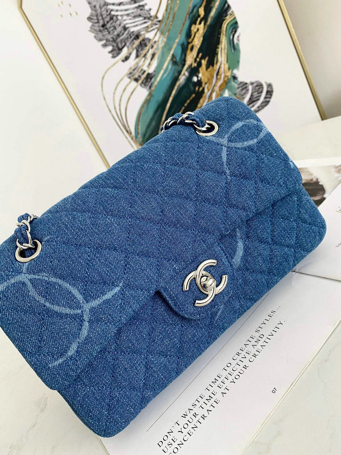 Medium Chanel Denim Flap Shoulder Bag Blue AS2071