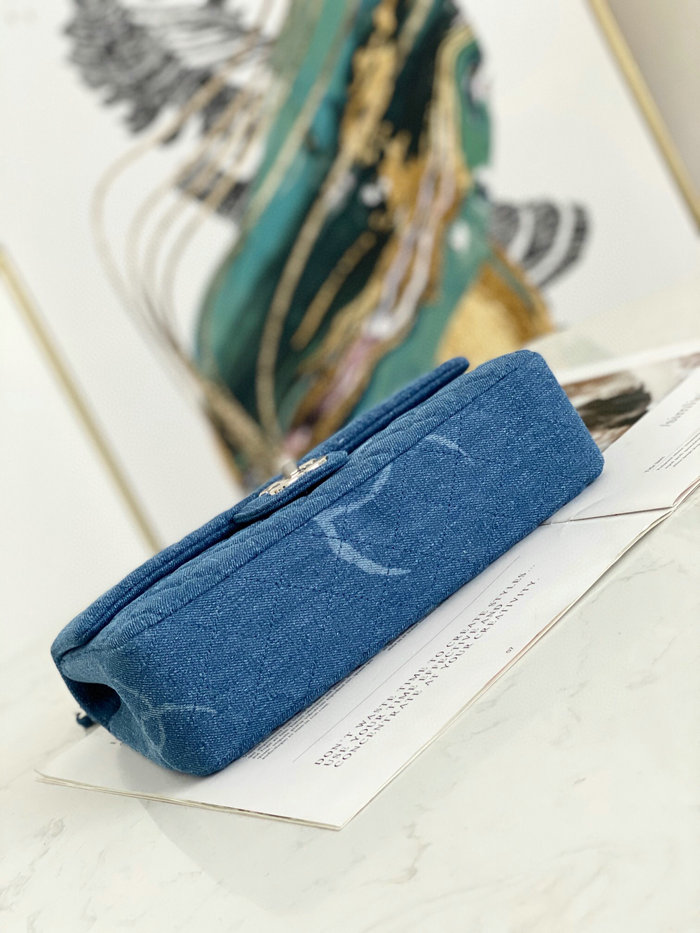 Medium Chanel Denim Flap Shoulder Bag Blue AS2071