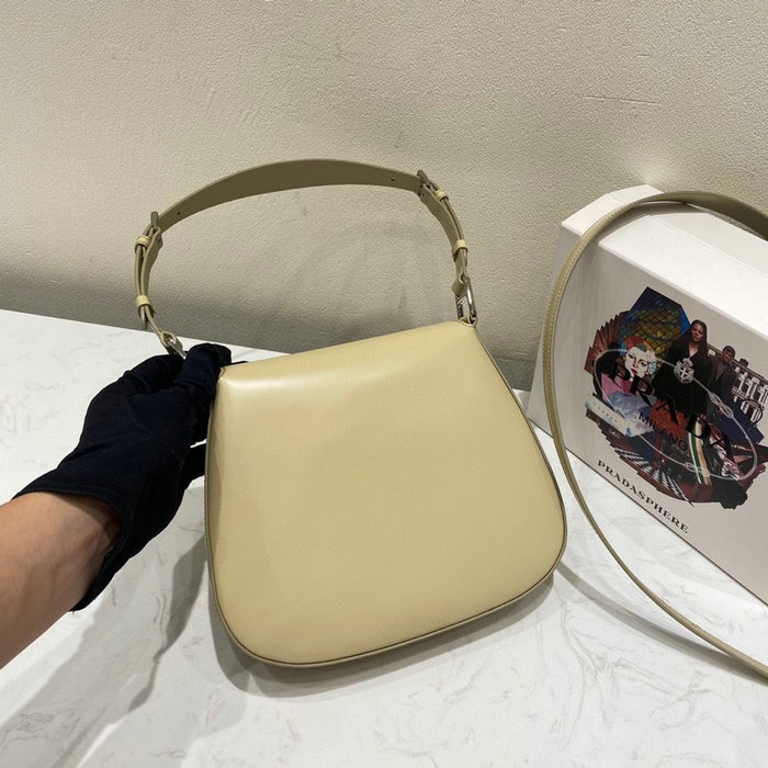 Prada Cleo brushed leather shoulder bag Beige 1BD303