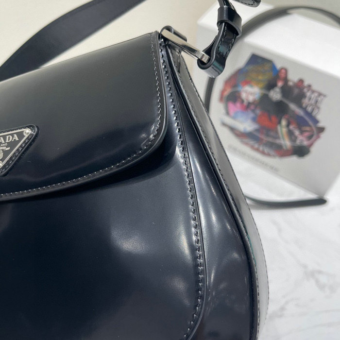 Prada Cleo brushed leather shoulder bag Black 1BD303