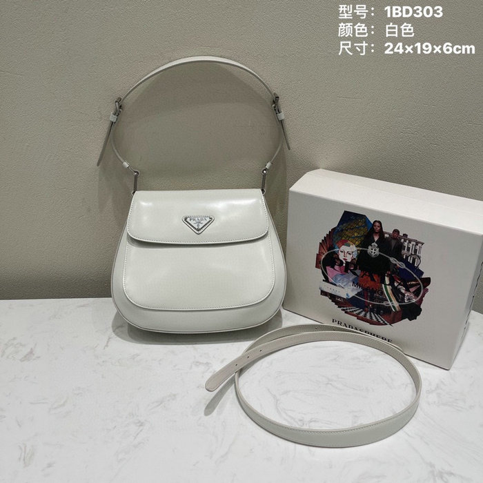 Prada Cleo brushed leather shoulder bag White 1BD303