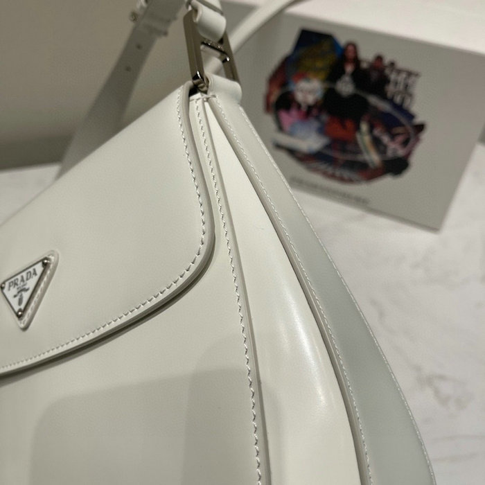 Prada Cleo brushed leather shoulder bag White 1BD303