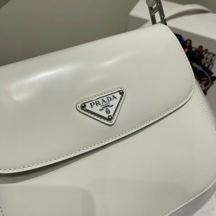 Prada Cleo brushed leather shoulder bag White 1BD303