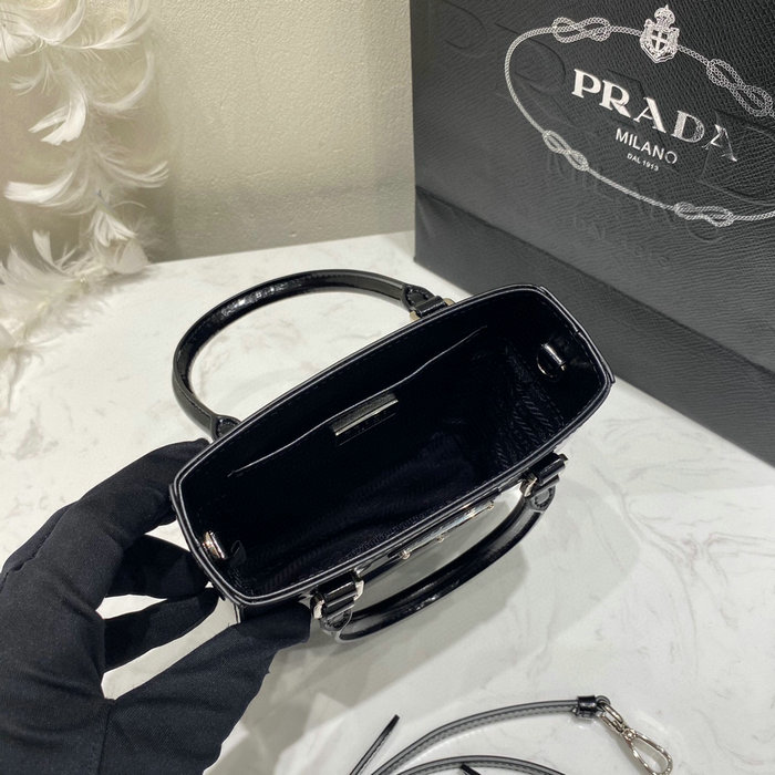 Prada Small brushed leather tote Black 1BA331