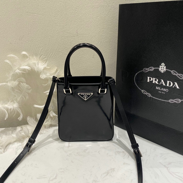 Prada Small brushed leather tote Black 1BA331