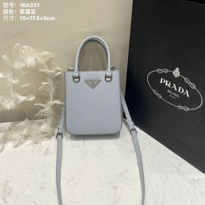 Prada Small brushed leather tote Blue 1BA331