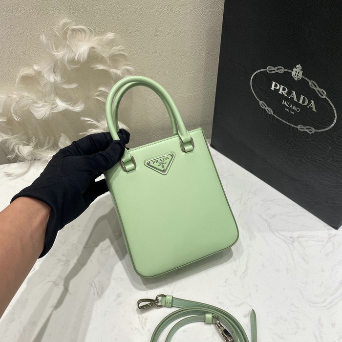 Prada Small brushed leather tote Green 1BA331