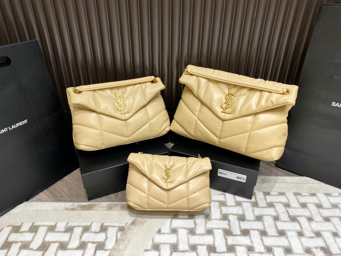 Saint Laurent Loulou Puffer Medium Bag Beige with Gold 577475