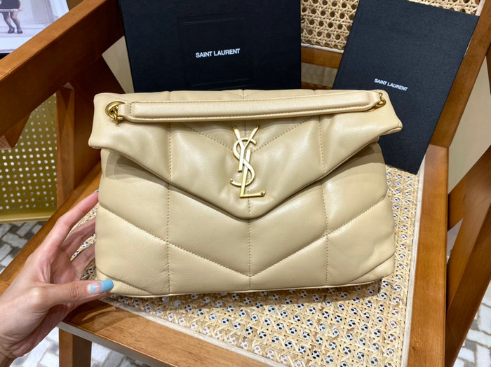 Saint Laurent Loulou Puffer Medium Bag Beige with Gold 577475