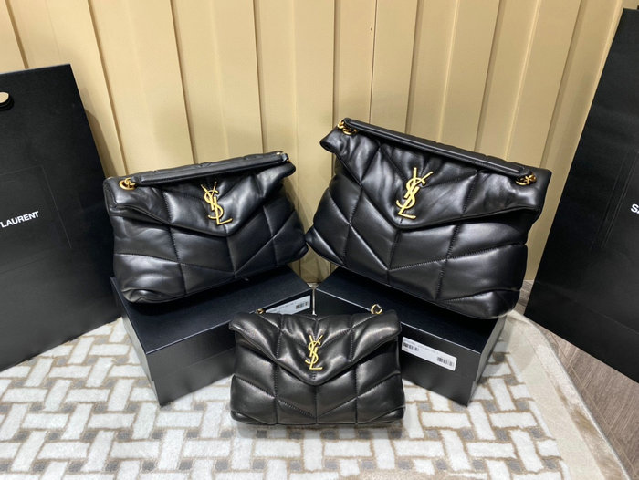 Saint Laurent Loulou Puffer Medium Bag Black with Gold 577475