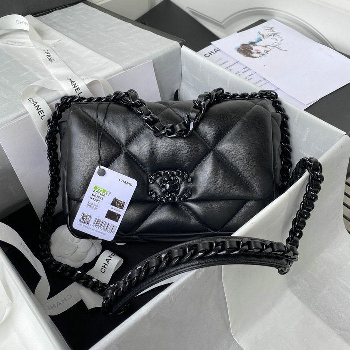 Chanel 19 Lambskin Flap Bag Black AS1160