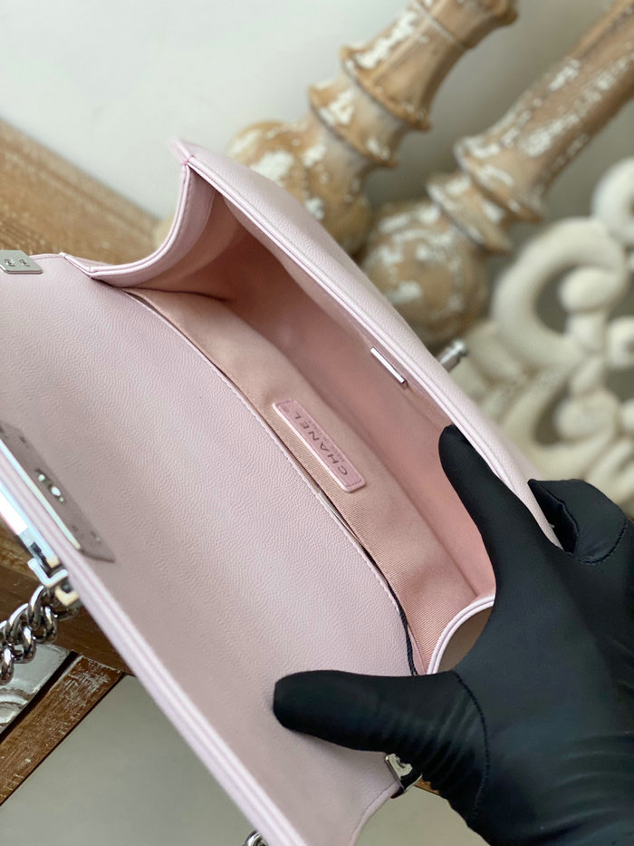 Chanel Grained Calfskin Medium Boy Handbag Pink A67086