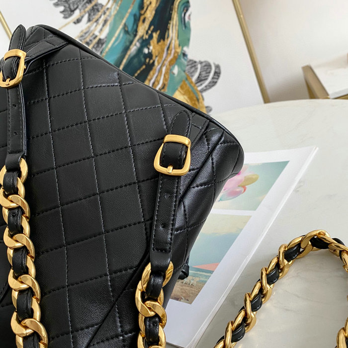 Chanel Lambskin Backpack Black AS88792