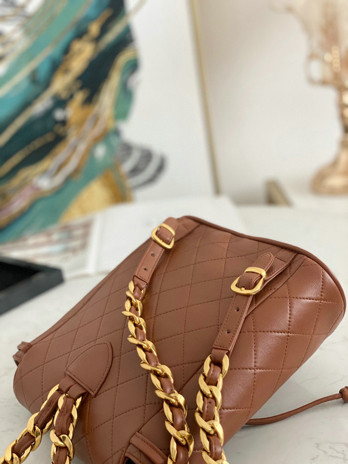 Chanel Lambskin Backpack Brown AS88792