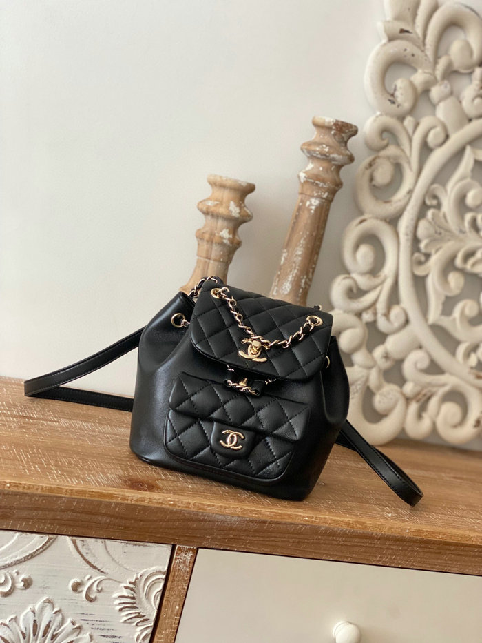 Chanel Lambskin Duma Backpack Black AS2908