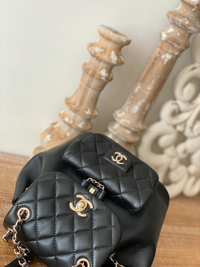 Chanel Lambskin Duma Backpack Black AS2908