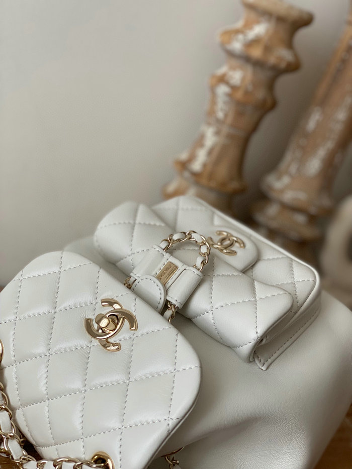 Chanel Lambskin Duma Backpack White AS2908