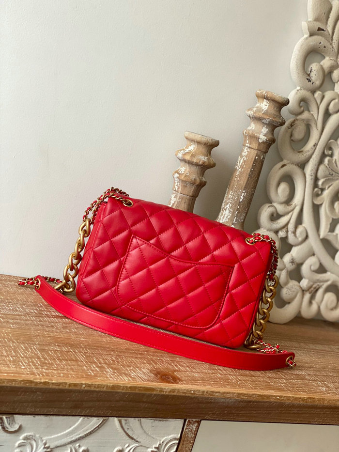 Chanel Lambskin Flap Bag Red AS3110