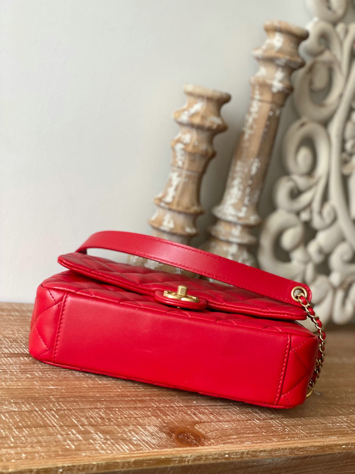 Chanel Lambskin Flap Bag Red AS3110