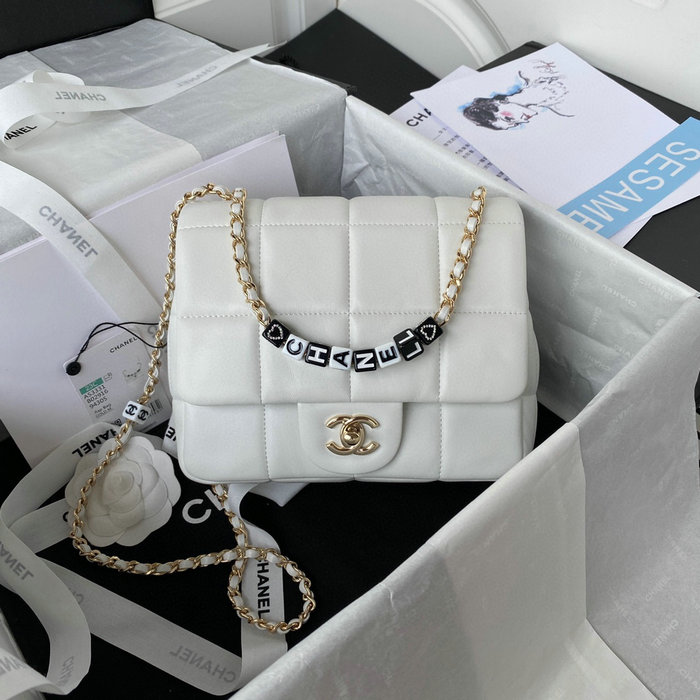 Chanel Lambskin Flap Bag White AS3331