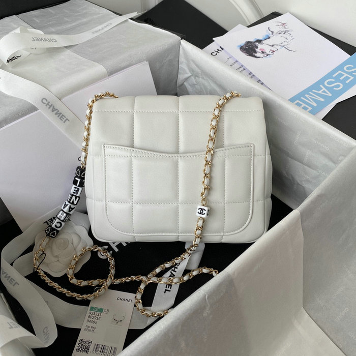 Chanel Lambskin Flap Bag White AS3331